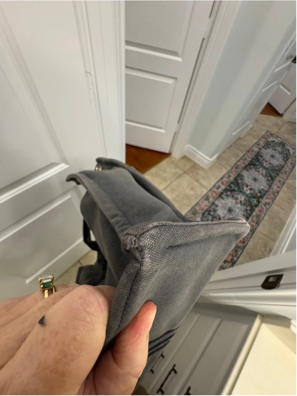 Hermès Fourre-Tout Canvas Tote Bag, Grey and Black Vintage